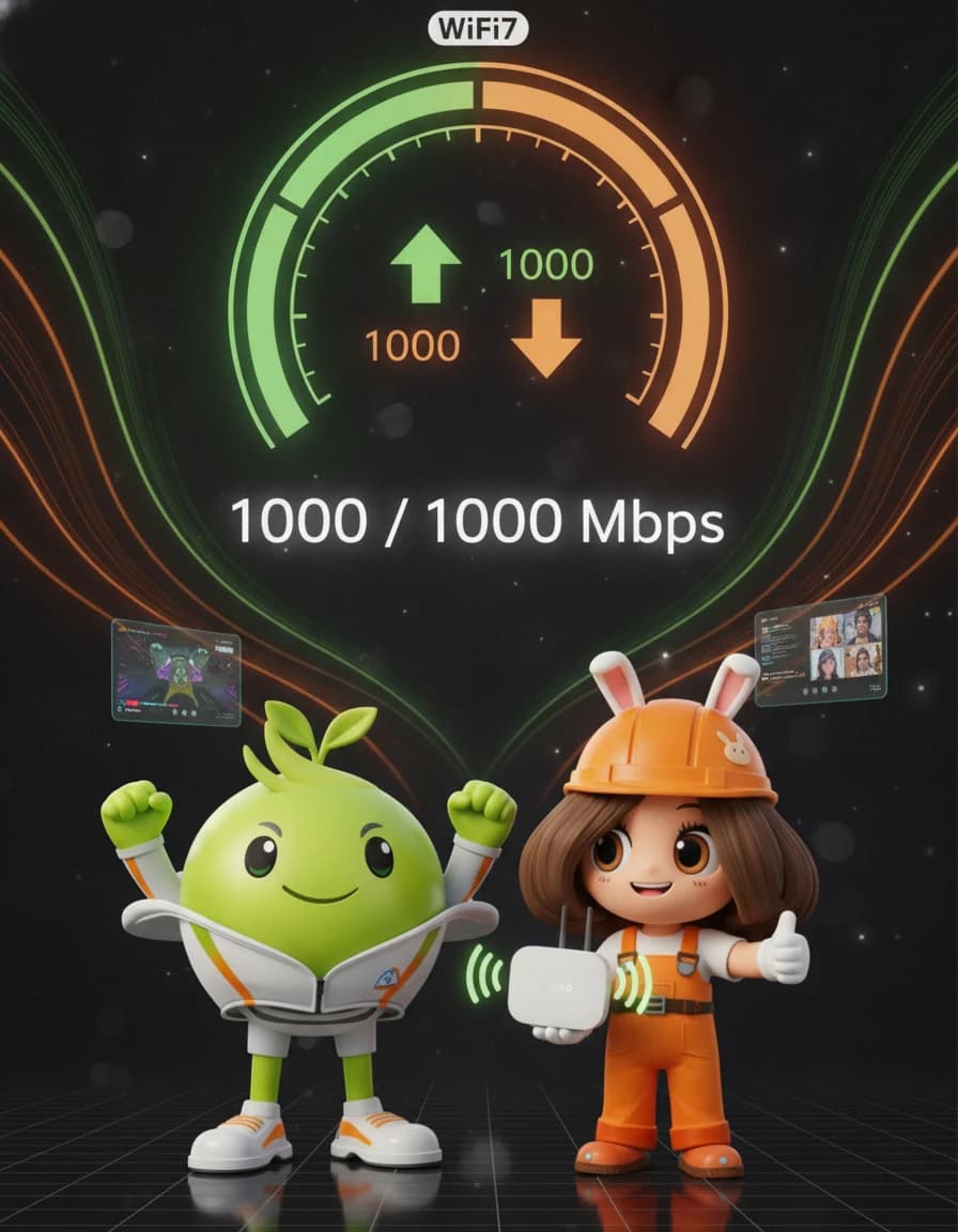 เน็ตบ้าน 3BB 1000/1000 Mbps upload เท่ากับ download พร้อม WiFi7