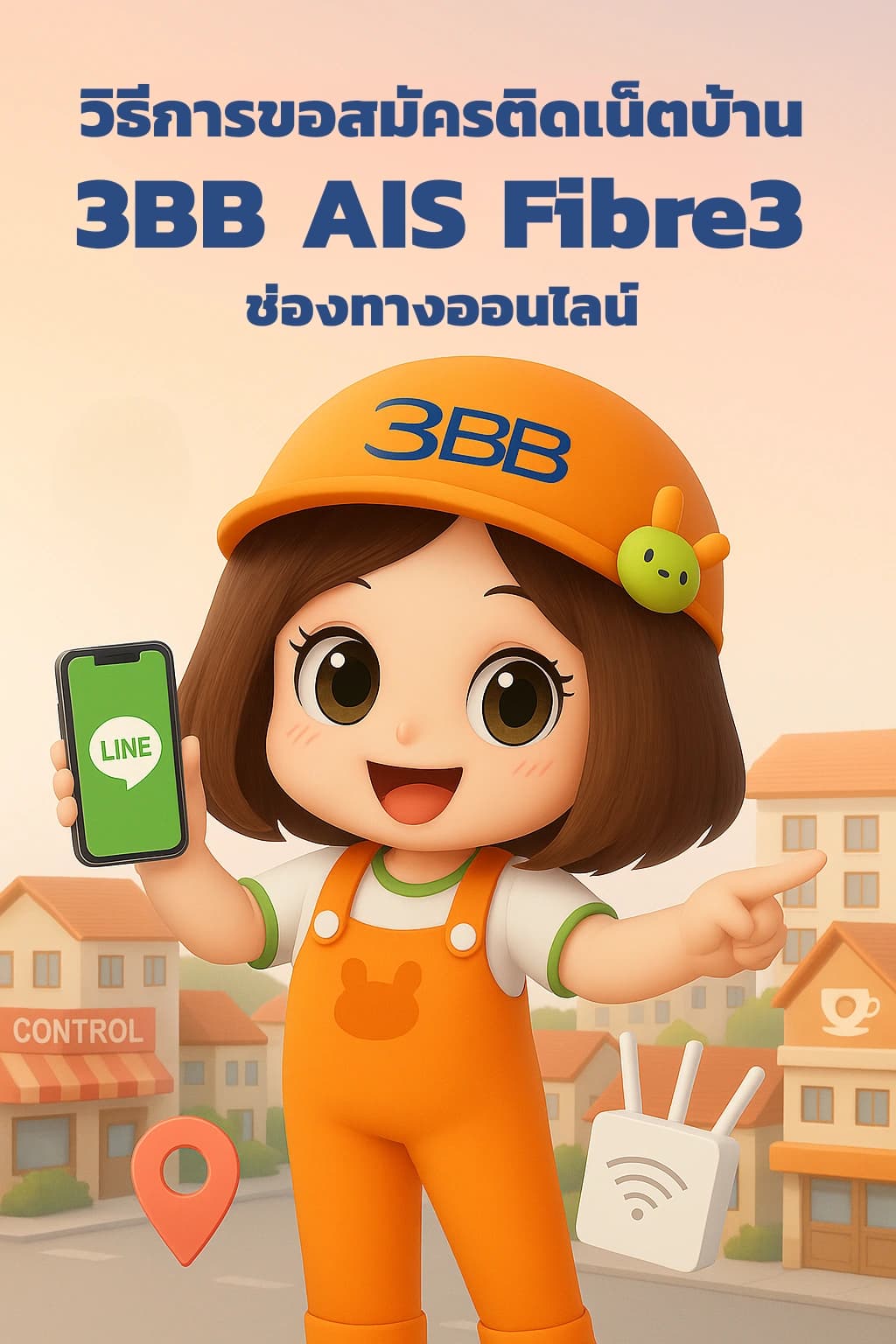 วิธีสมัครเน็ตบ้าน 3BB AIS Fibre3 - แอดไลน์ @3bbth เพื่อสมัครแค่ 6 ขั้นตอน